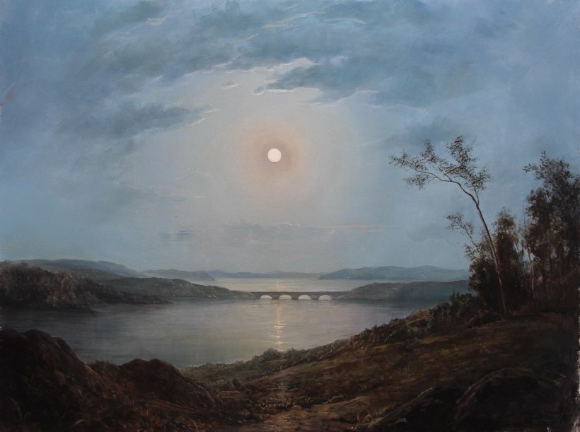Acadian Scene in Moonlight_Lauren Sansaricq_web_18x24in. oil on panel